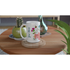 Personalised Mum With Flowers And Butterflies White 15oz Ceramic Mug Personalised 15oz Mug Globally Fulfilled Mum