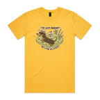 Dachshund, I've Got Friends In Low Places Men's AS Colour T-shirt Yellow Mens T-shirt animal Printed In Australia