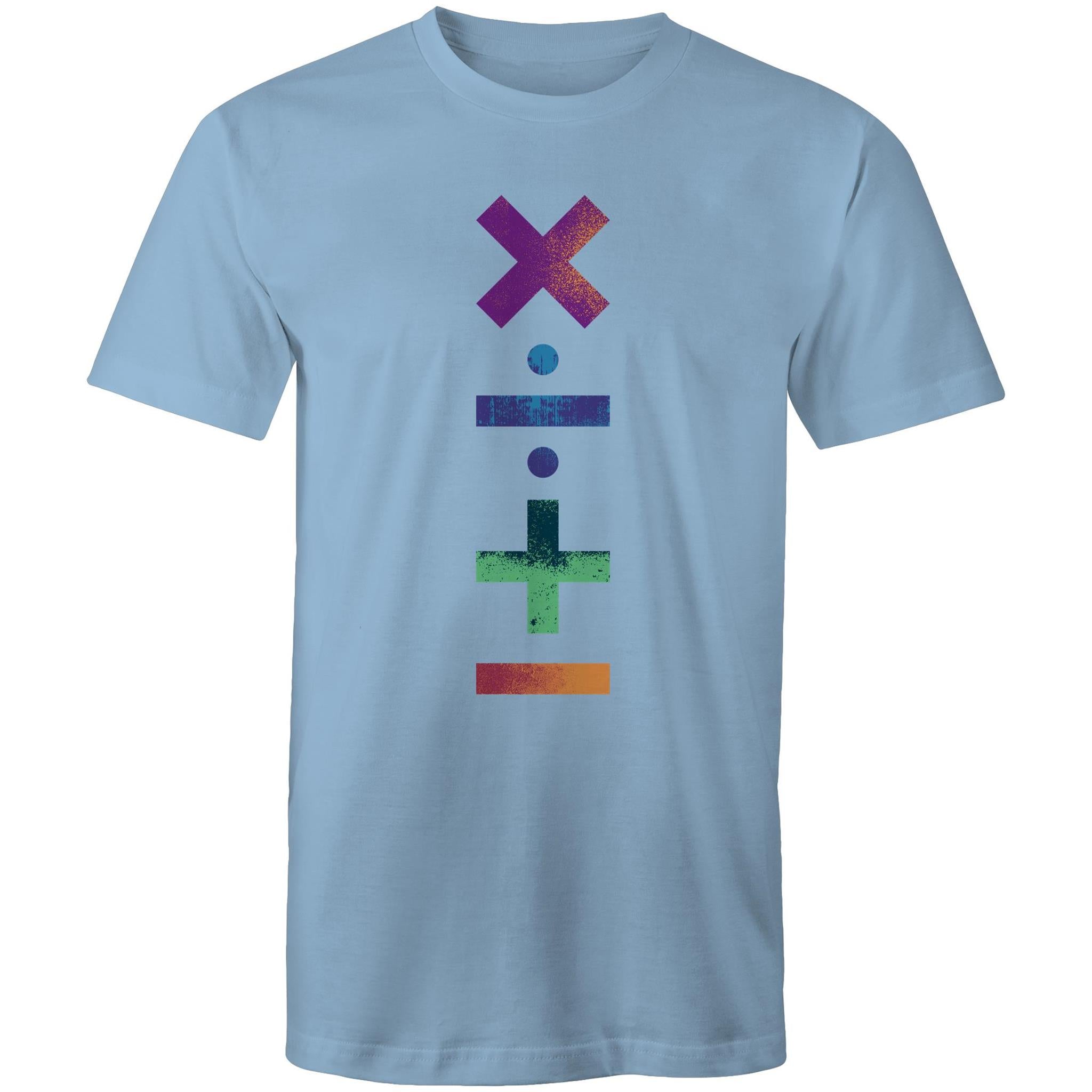 Math Symbols - Mens T-Shirt Carolina Blue Mens T-shirt Maths Printed In Australia