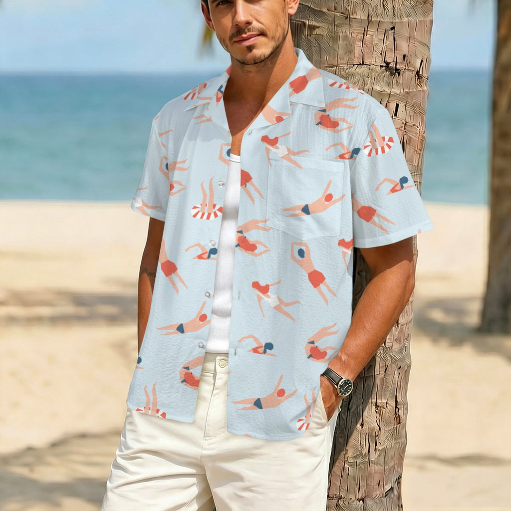 Summer Swim Men's Crinkle Hawaiian Shirt