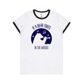 If A Bear Toots In The Woods, Trumpet Player Women's AS Colour Ringer Tee White Black Womens Ringer T-shirt animal Music Printed In Australia