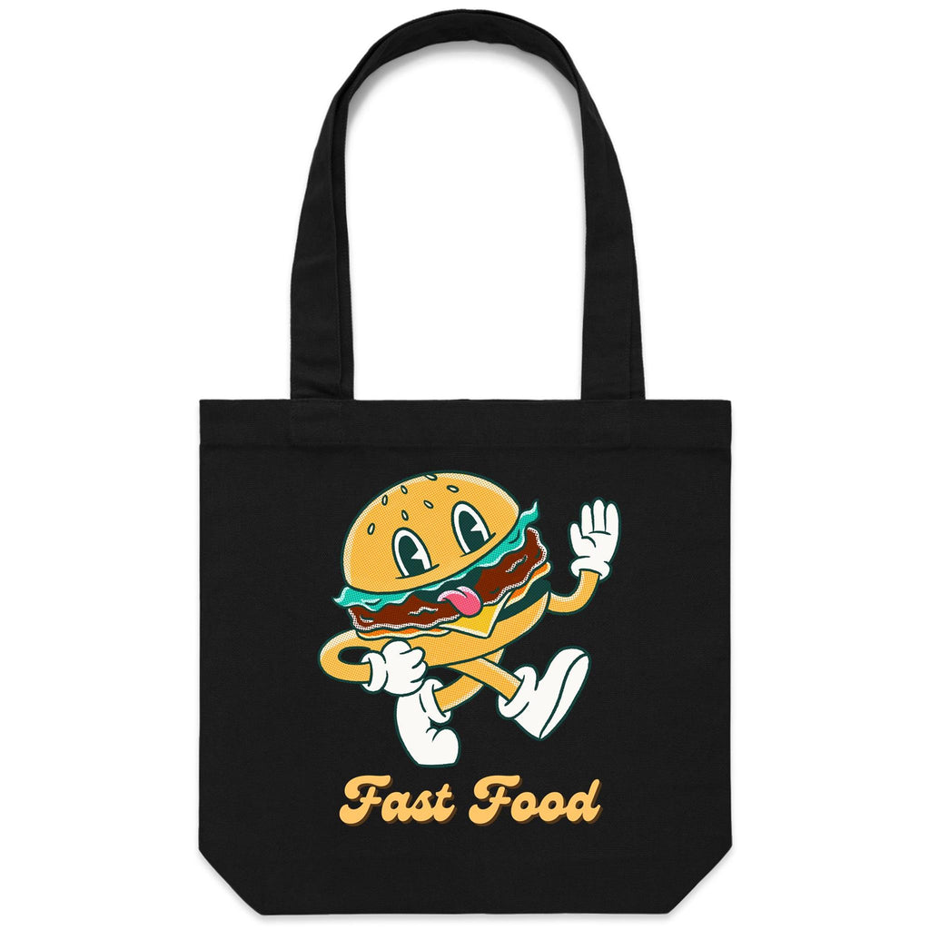 Fast Food - Canvas Tote Bag Black One Size Tote Bag Printed In Australia