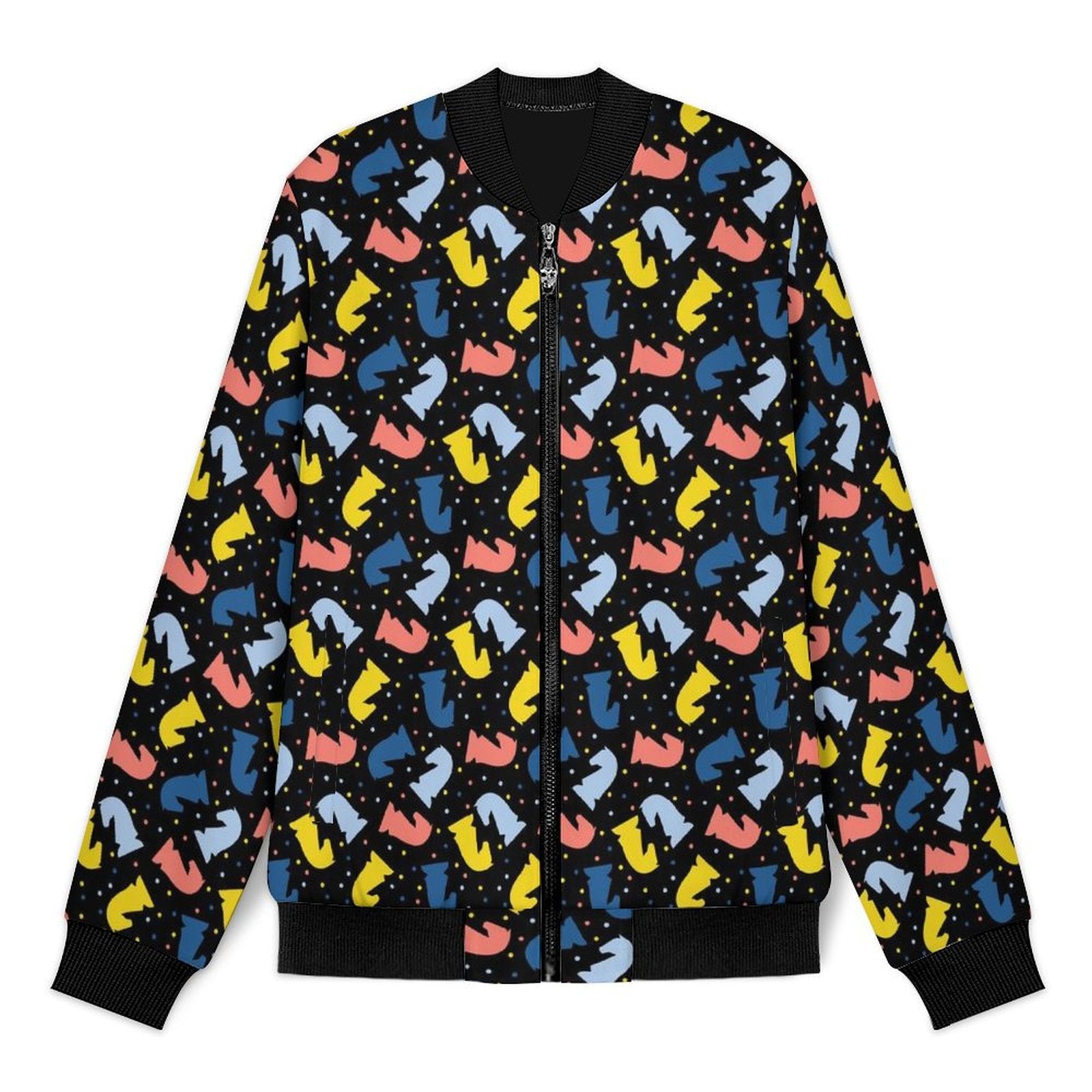 Colourful Chess Men's Casual Zip‑Up Bomber Jacket