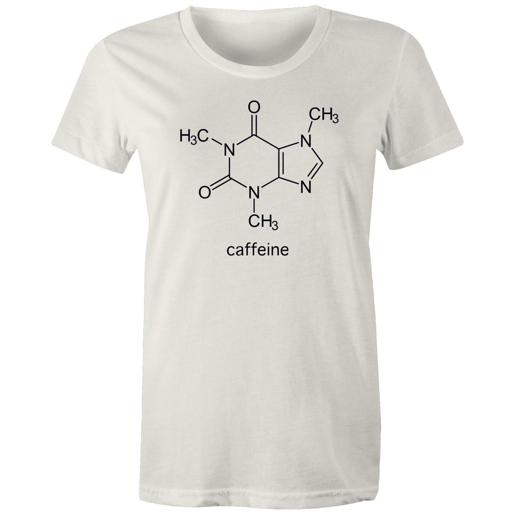 Caffeine Molecule - Womens T-shirt Natural Womens T-shirt Coffee Printed In Australia Science