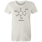 Caffeine Molecule - Womens T-shirt Natural Womens T-shirt Coffee Printed In Australia Science