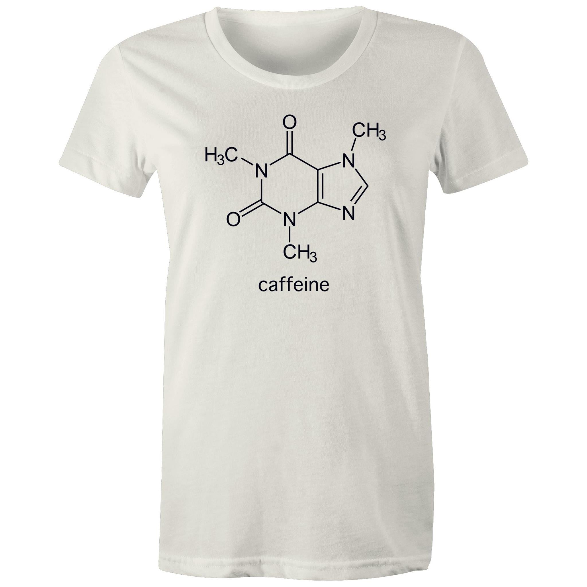 Caffeine Molecule - Womens T-shirt Natural Womens T-shirt Coffee Printed In Australia Science