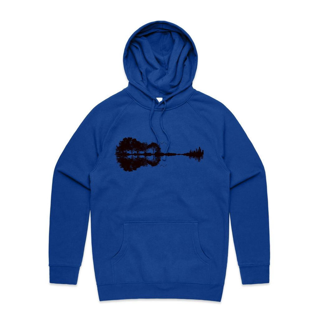 Guitar Reflection - Mens Hoodie Bright Royal Mens Hoodie Music Printed In Australia