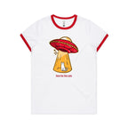 Here For The Cats, UFO - Women's Ringer Tee White Red Womens Ringer T-shirt animal Printed In Australia Sci Fi