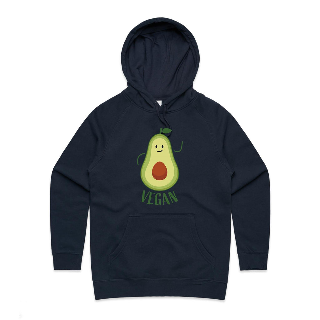 Vegan Avocado - Womens Hoodie Navy Womens Hoodie Food Printed In Australia