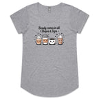Coffee Beauty, All Shapes And Sizes Women's AS Colour Scoop Neck T-Shirt Grey Marle Womens Scoop Neck T-shirt Coffee Positivity Printed In Australia