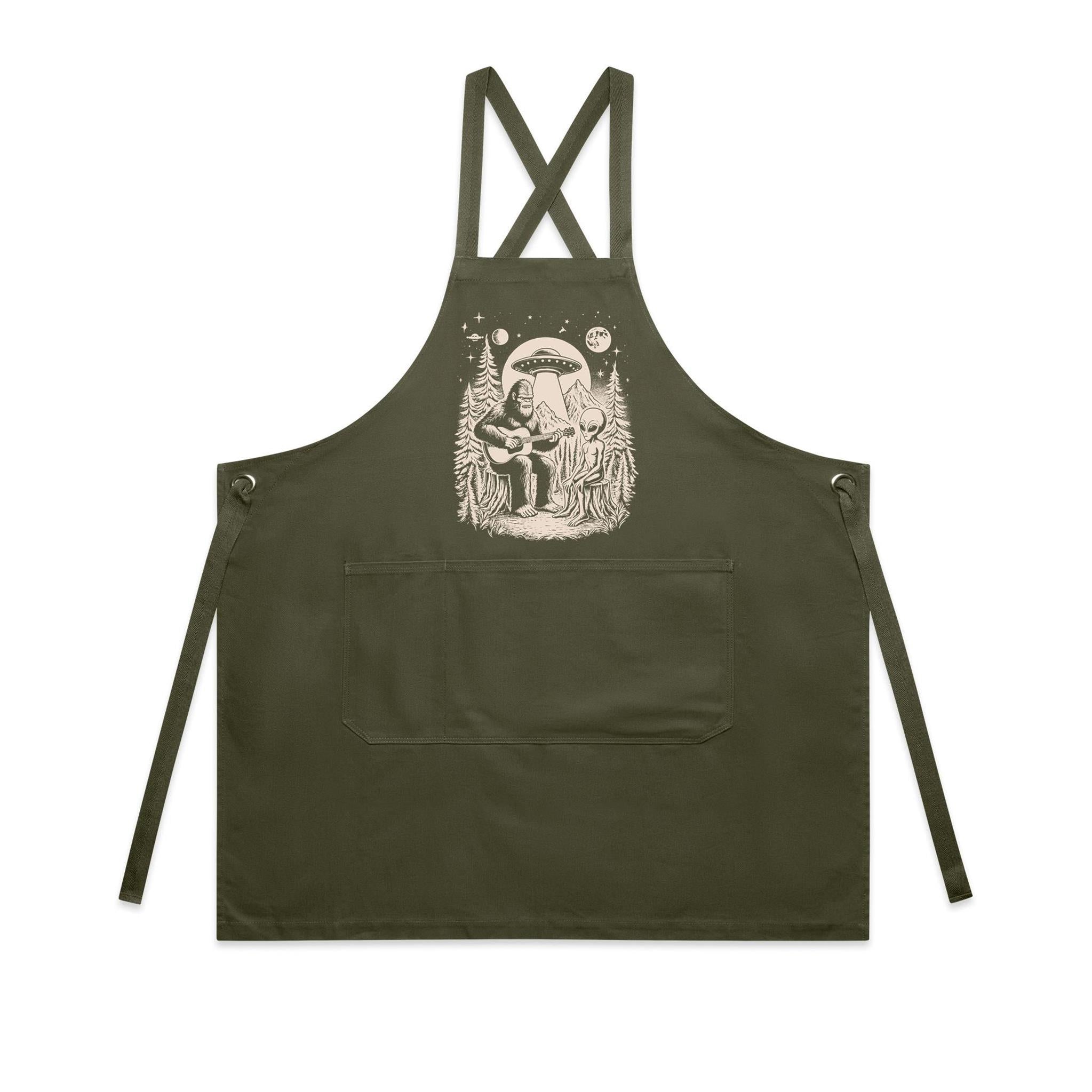 Alien And Bigfoot Playing Guitar - AS Colour Carrie Apron