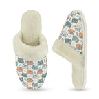 Cute Cat Faces Women's Fur Trim Thick-Sole Indoor Slippers Women's Fur Trimmed Slippers animal Printed Offshore