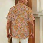 Orange Retro Floral Men's Hawaiian Shirt