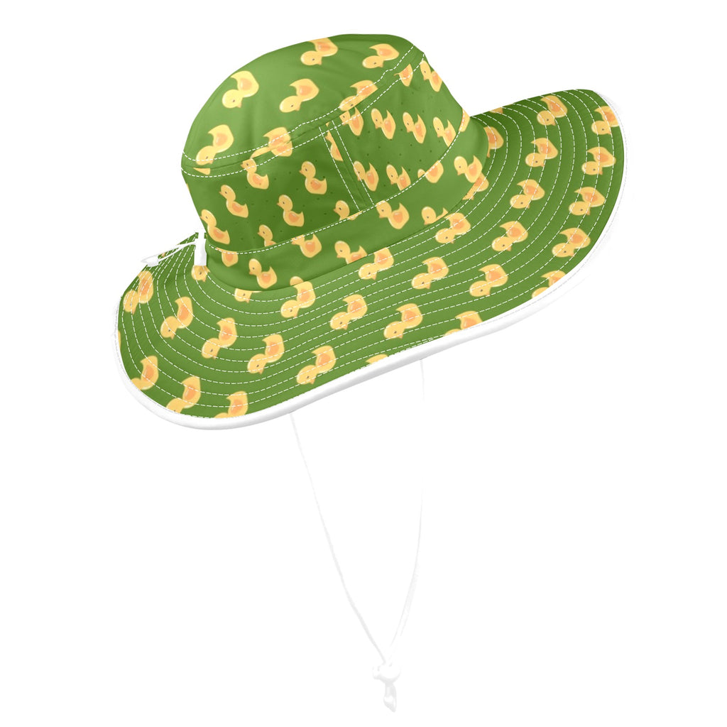 Rubber Ducks On Green Wide Brim Bucket Hat Wide Brim Bucket Hat animal Printed Offshore