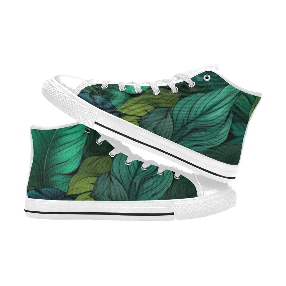 Tropical Leaves - Women's High Top Canvas Shoes