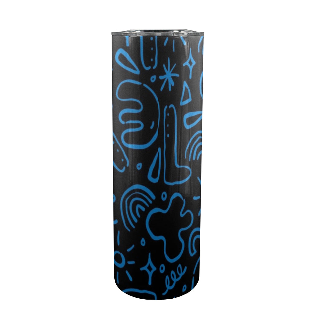 Blue Squiggle - 20oz Tall Skinny Tumbler with Lid and Straw