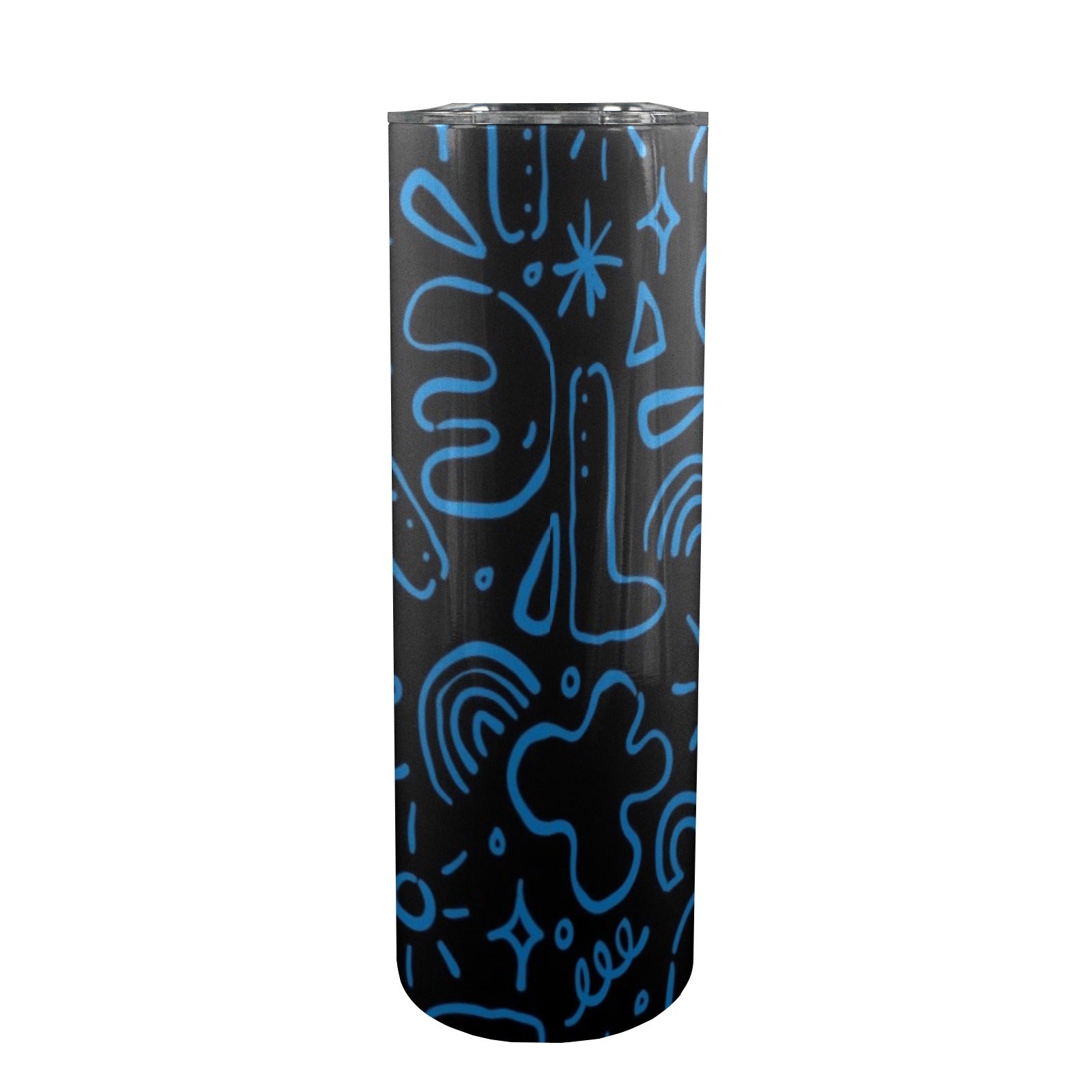 Blue Squiggle - 20oz Tall Skinny Tumbler with Lid and Straw