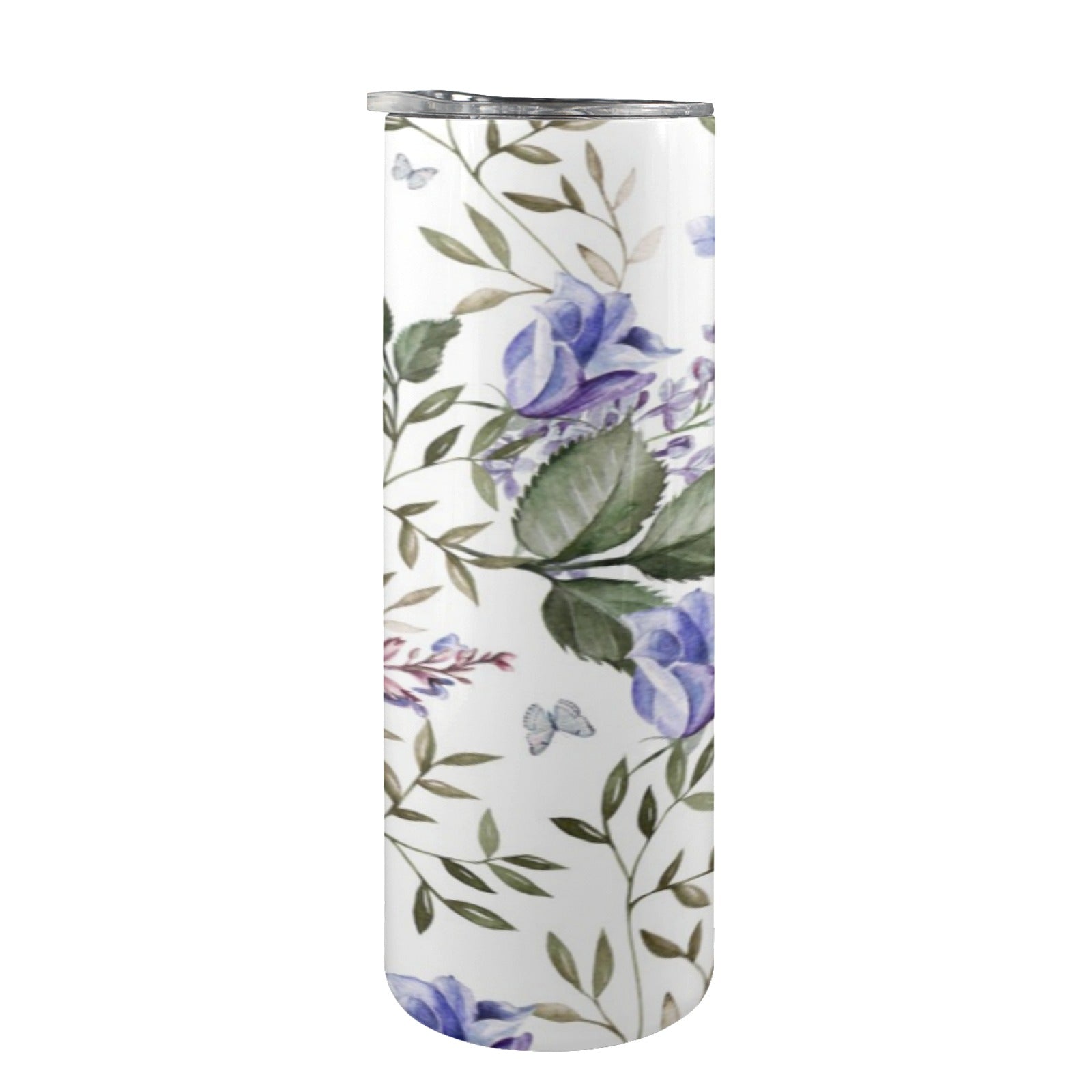 Blue Flowers 20oz Tall Skinny Tumbler with Lid and Straw