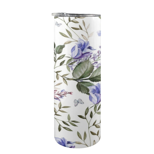 Blue Flowers 20oz Tall Skinny Tumbler with Lid and Straw