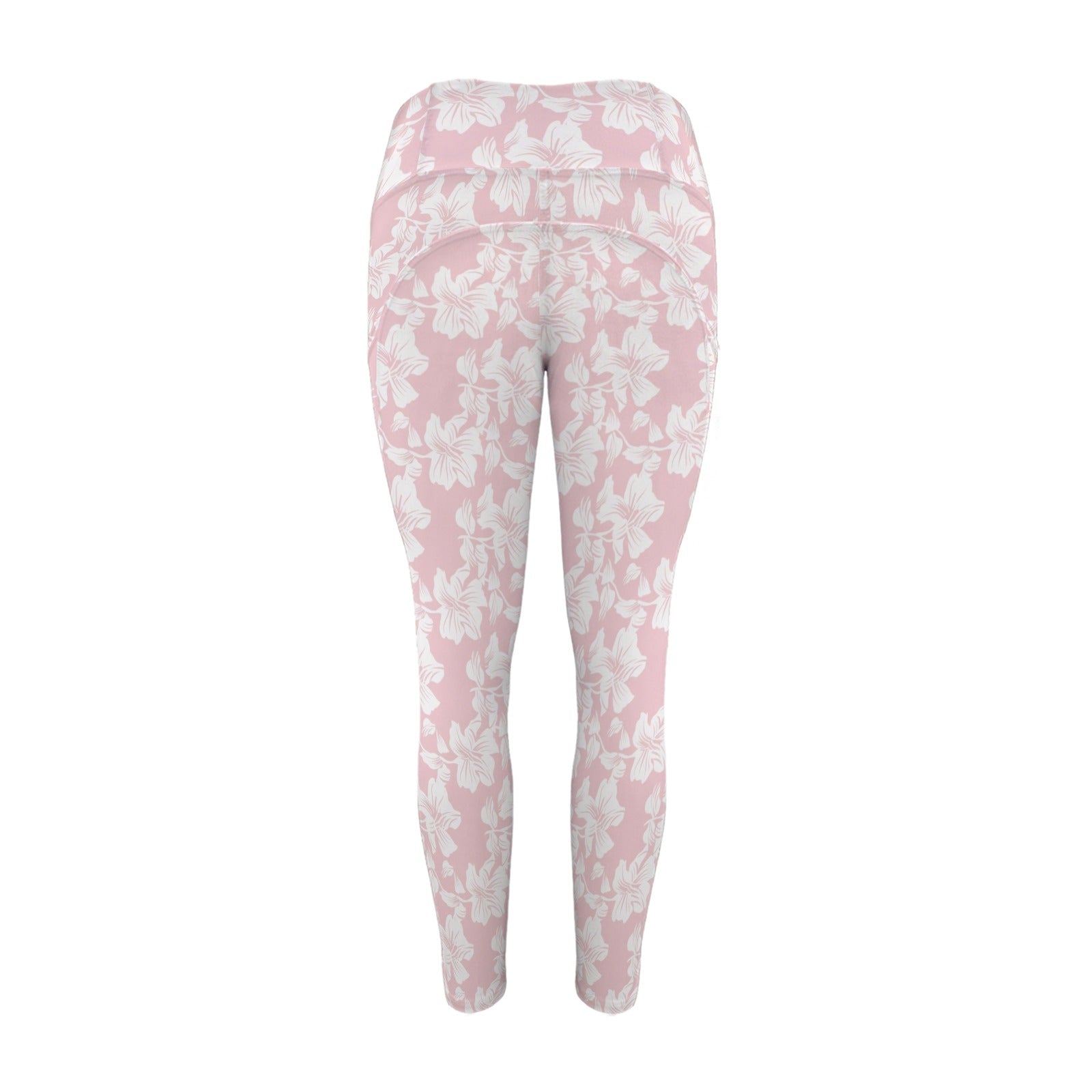 Pink Hawaiian Floral Women's High Waist Pockets Yoga Leggings Women's High Waist Pockets Yoga Leggings Plants Printed Offshore