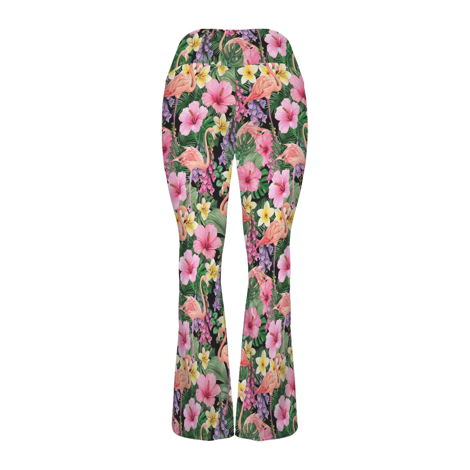 Flamingo Jungle High Waist Crossover Tummy Control Flare Leggings High Waist Flare Leggings animal Printed Offshore