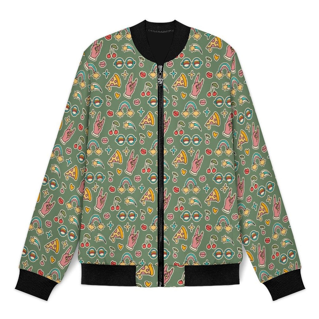 Groovy Retro Men's Casual Zip‑Up Bomber Jacket