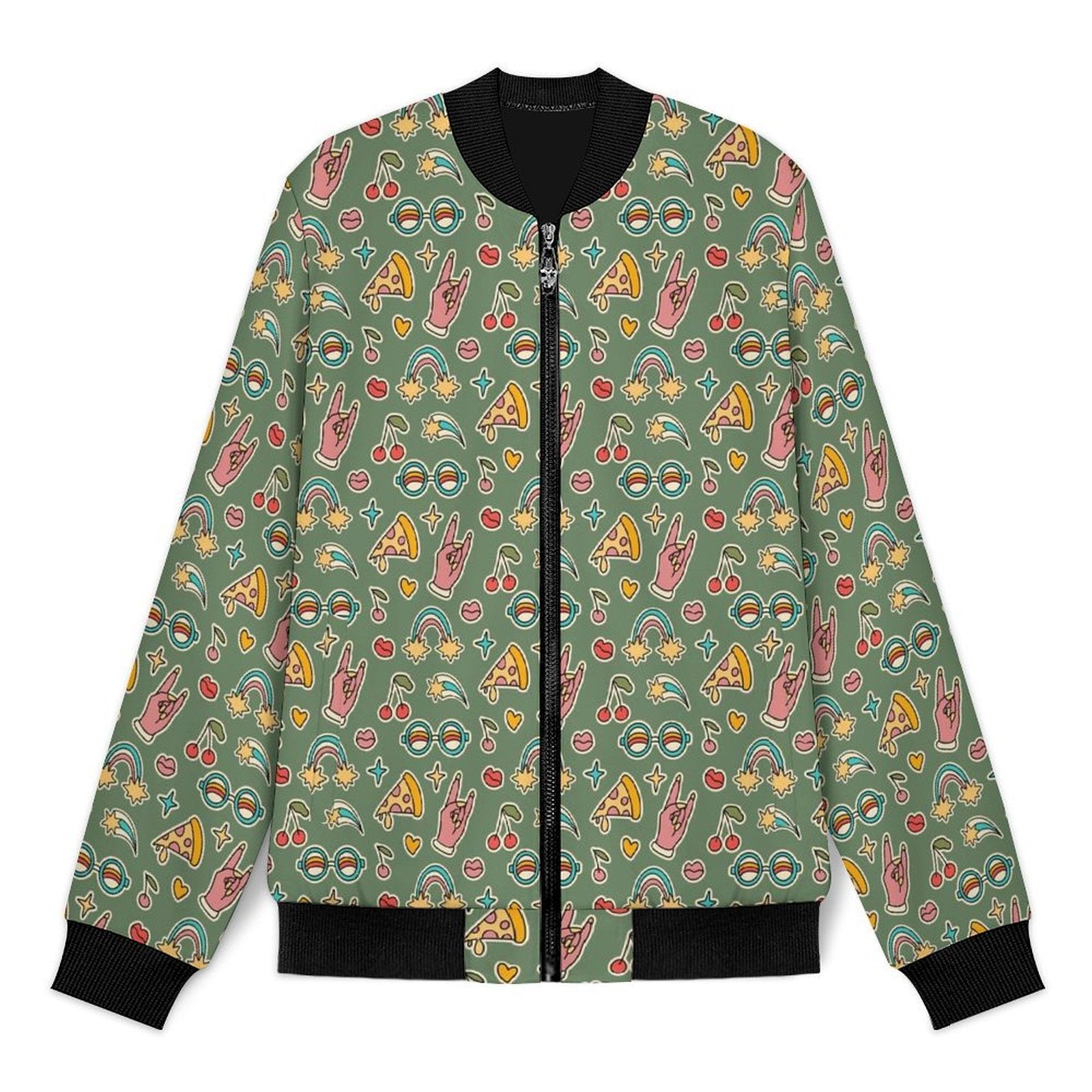 Groovy Retro Men's Casual Zip‑Up Bomber Jacket