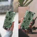 Stripy Leaves 20oz Mobile Tumbler with Lid (Black Lock) 20oz Travel Mug Plants Printed Offshore