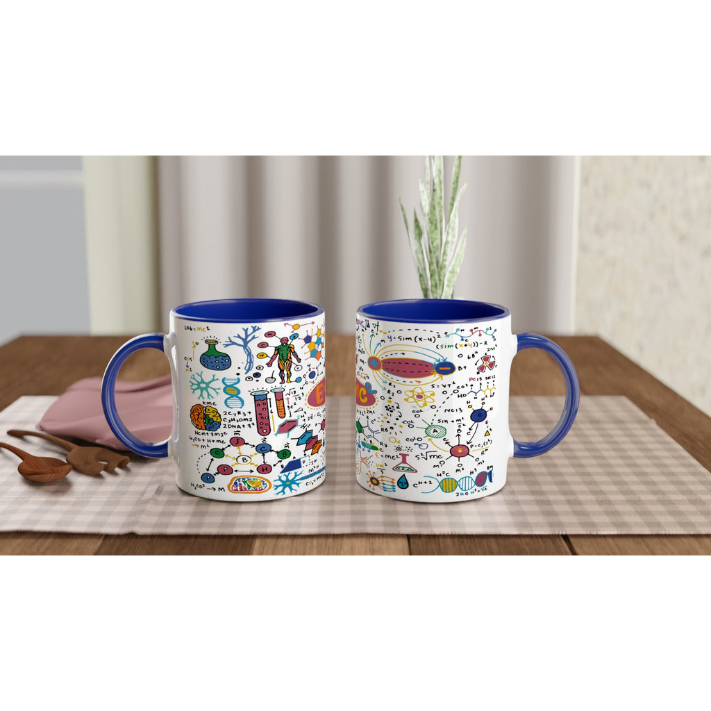 Science Time - White 11oz Ceramic Mug with Colour Inside Ceramic Blue Colour 11oz Mug Globally Fulfilled Science