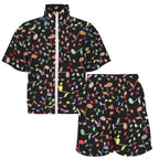 Quavers, Music Notes Women's Windbreaker Short Set Women's Windbreaker Short Set Music Printed Offshore