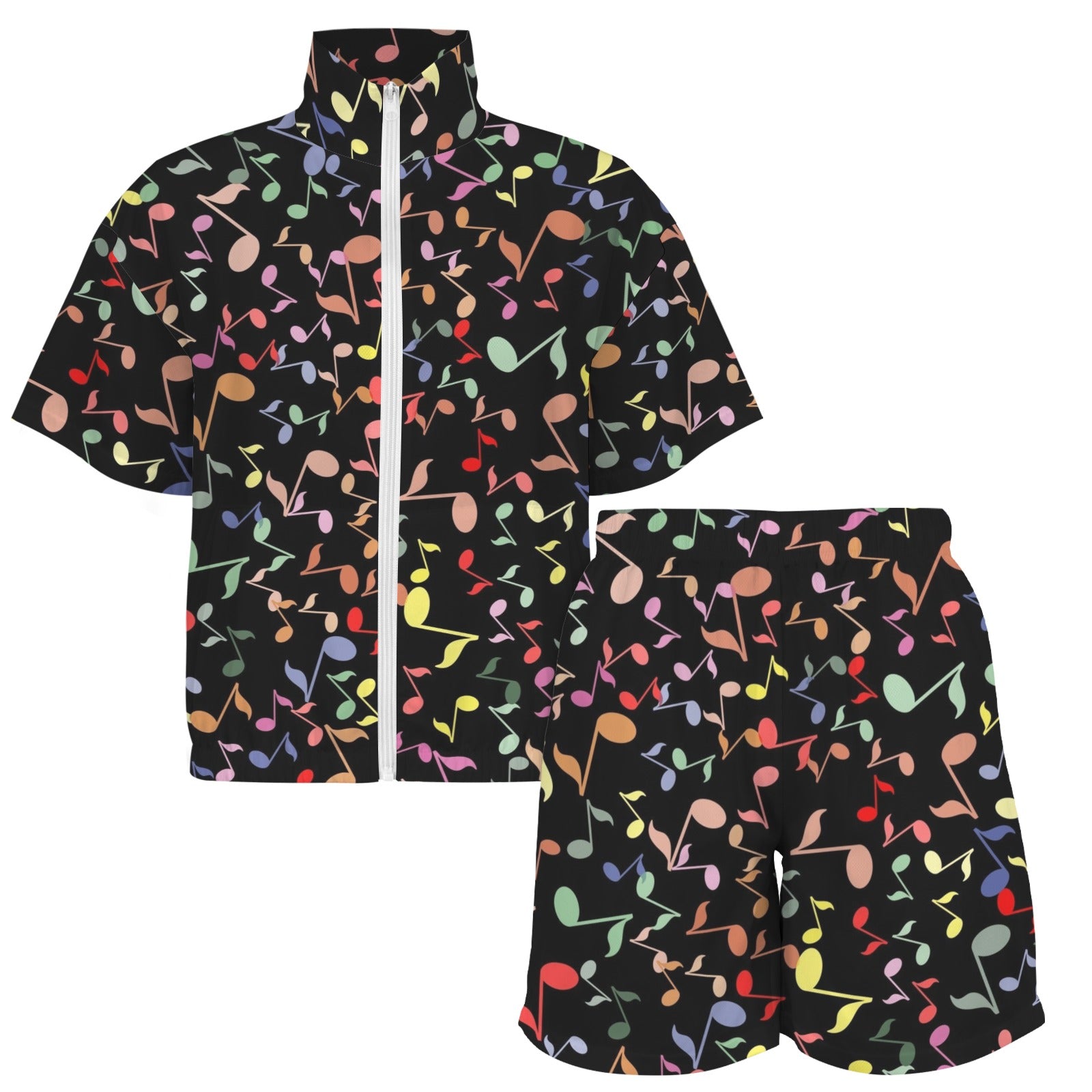 Quavers, Music Notes Women's Windbreaker Short Set Women's Windbreaker Short Set Music Printed Offshore