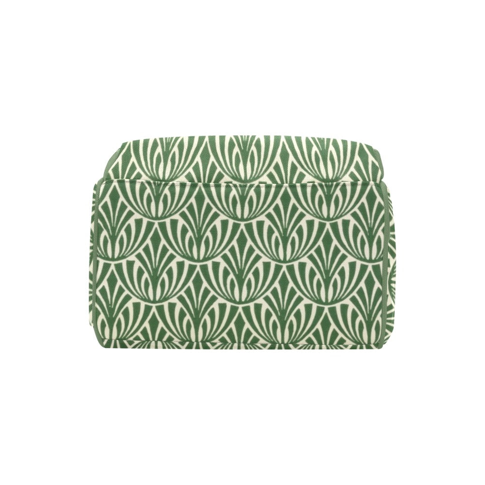 Green Pattern - Multi-Function Backpack, Nappy / Diaper Bag