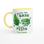 Personalised - You're The Basil To My Pesto, Valentine - White 11oz Ceramic Mug with Colour Inside Ceramic Yellow Personalised 11oz Mug