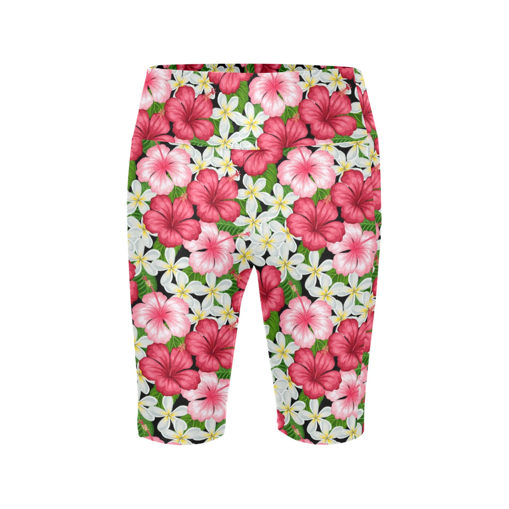 Hibiscus Women's Bike Shorts With Side Pockets Women's Bike Shorts Plants Printed Offshore