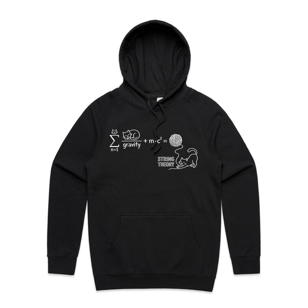 Cat String Theory Physics Men's AS Colour Hoodie Black Mens Hoodie animal Printed In Australia Science