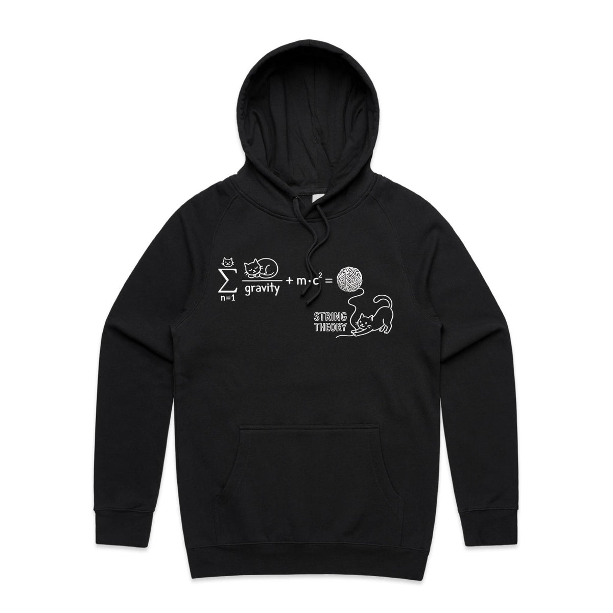 Cat String Theory Physics Men's AS Colour Hoodie Black Mens Hoodie animal Printed In Australia Science