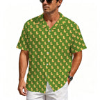 Rubber Ducks On Green Men's Crinkle Hawaiian Shirt