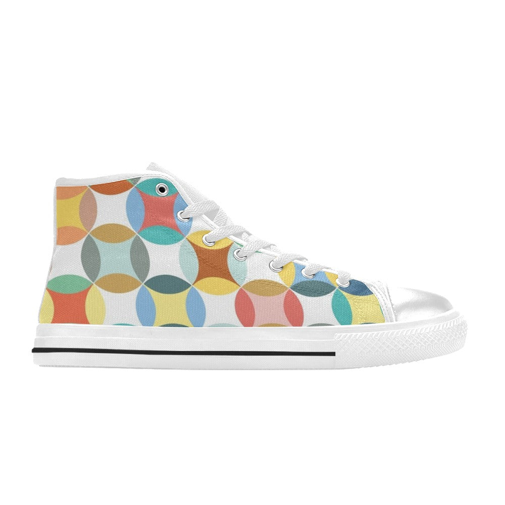 Circles - Men's High Top Canvas Shoes