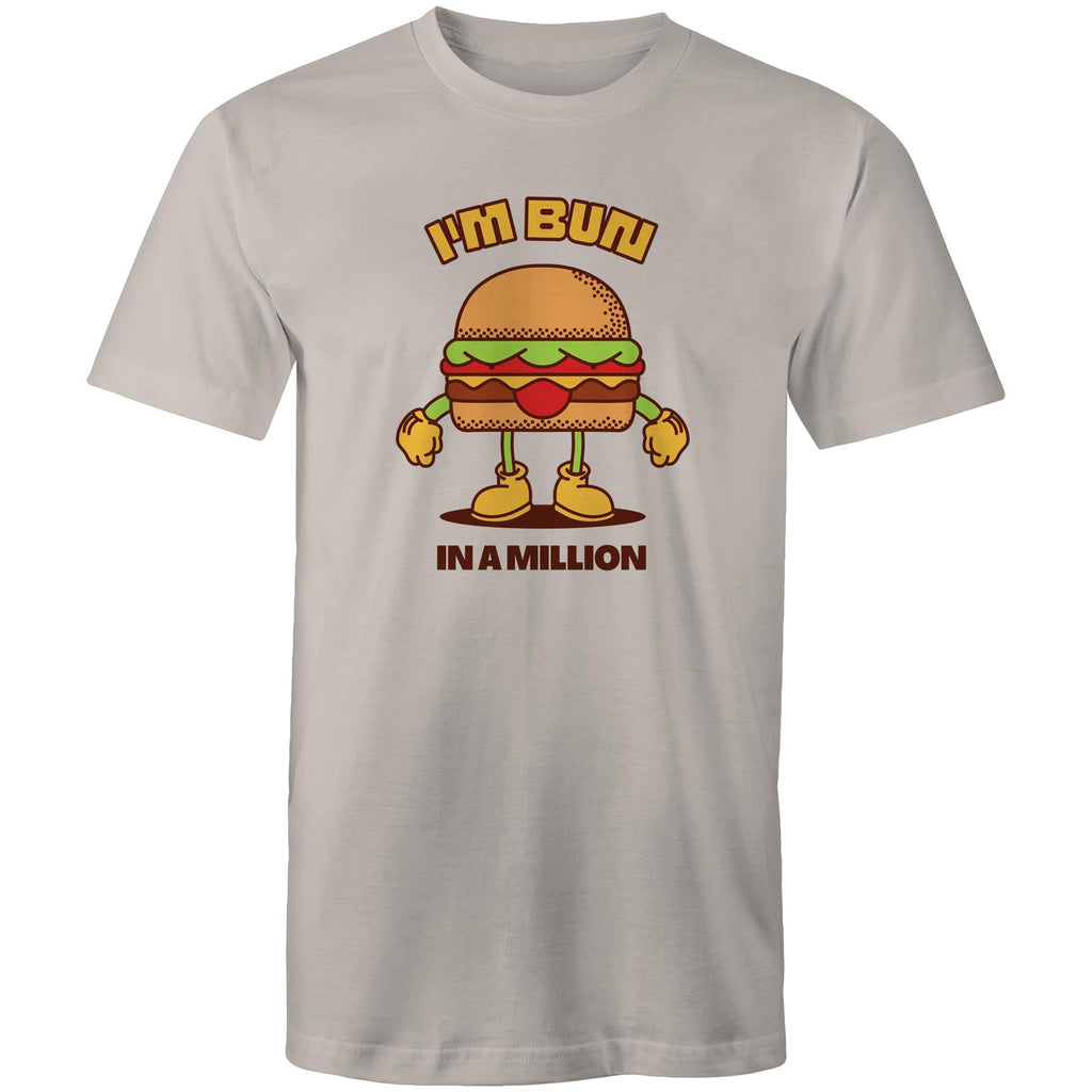 I'm Bun In A Million, Hamburger - Mens T-Shirt Light Grey Mens T-shirt Food Printed In Australia