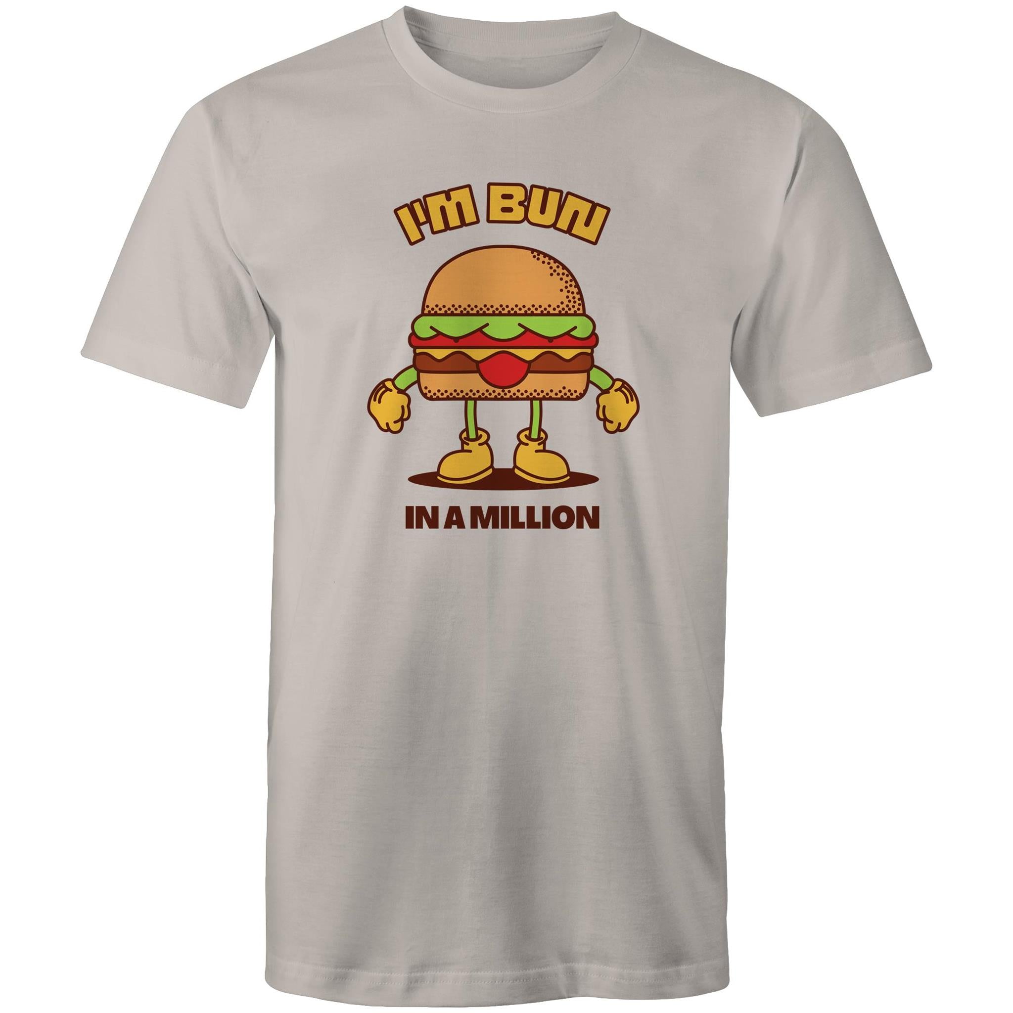 I'm Bun In A Million, Hamburger - Mens T-Shirt Light Grey Mens T-shirt Food Printed In Australia