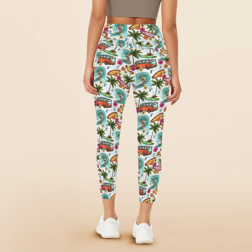Surfing Safari Women's High Waist Pockets Yoga Leggings
