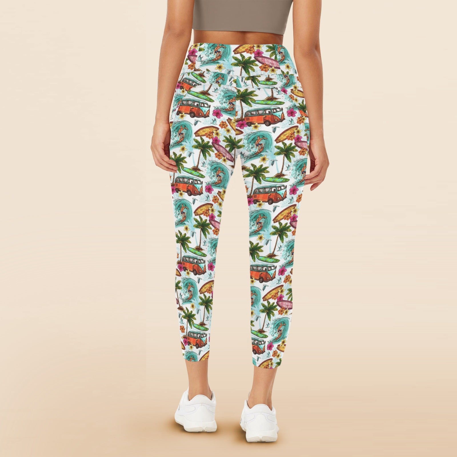 Surfing Safari Women's High Waist Pockets Yoga Leggings