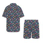 Space Arcade Men's Hawaiian Shirt & Shorts Set Men's Hawaiian Shirt & Shorts Set Games Printed Offshore Retro