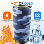 Blue Camouflage - 20oz Mobile Tumbler with Lid (Black Lock) 20oz Travel Mug Printed Offshore