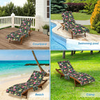 Bright Floral And Leaves Beach Chair Towel Cover with Side Pockets