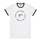 Love The Planet, Turtle - Staple Ringer Tee White Black Ringer T-Shirt animal Environment Printed In Australia