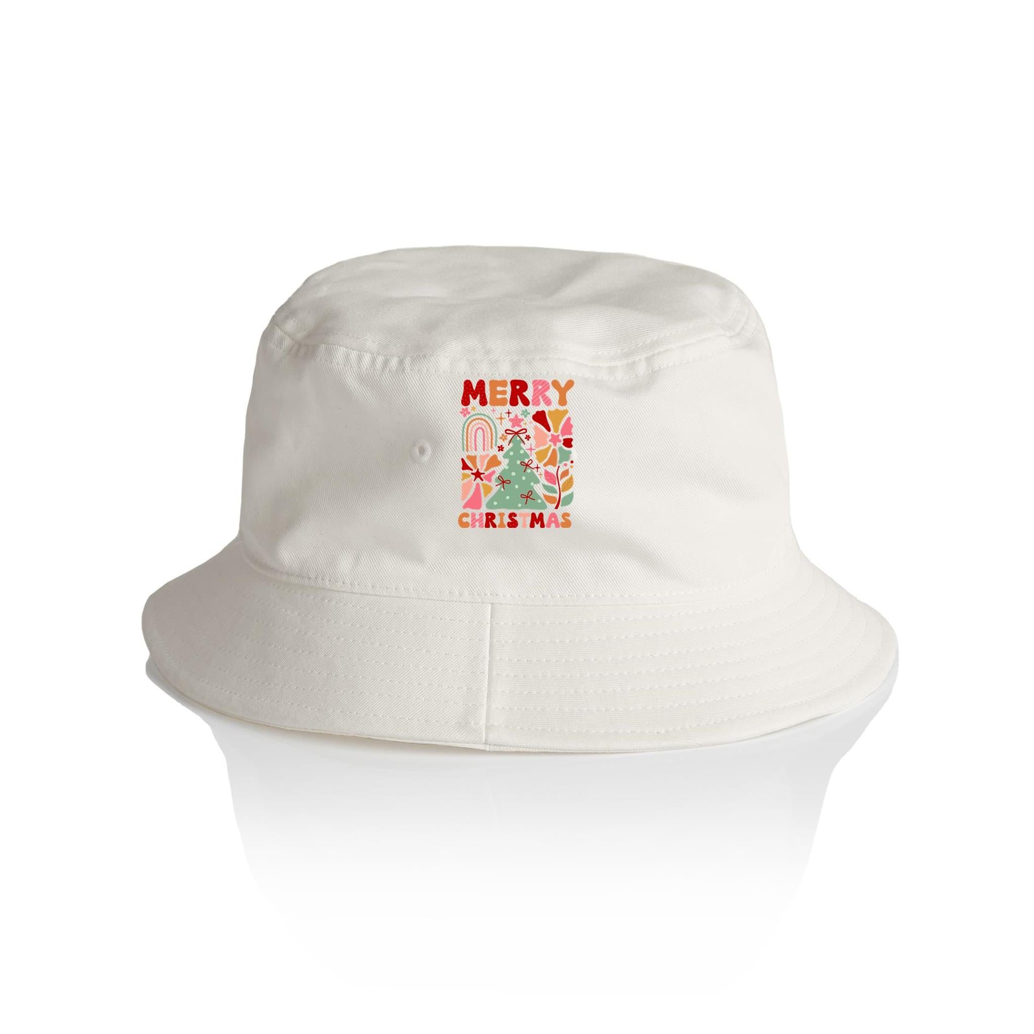 Boho Merry Christmas - Christmas AS Colour Bucket Hat Ecru One Size Christmas Bucket Hat Christmas Printed In Australia