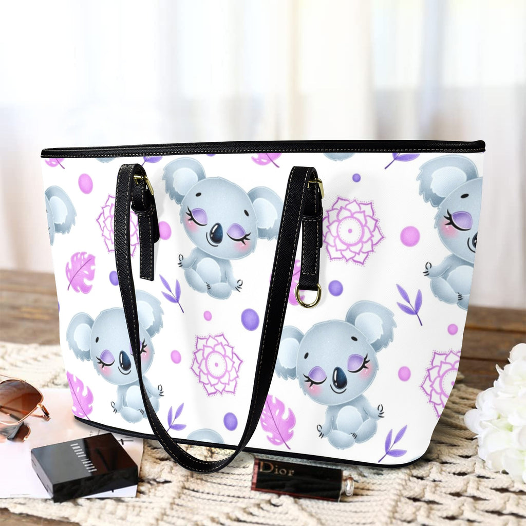 Zen Koala PU Leather Tote Bag Large