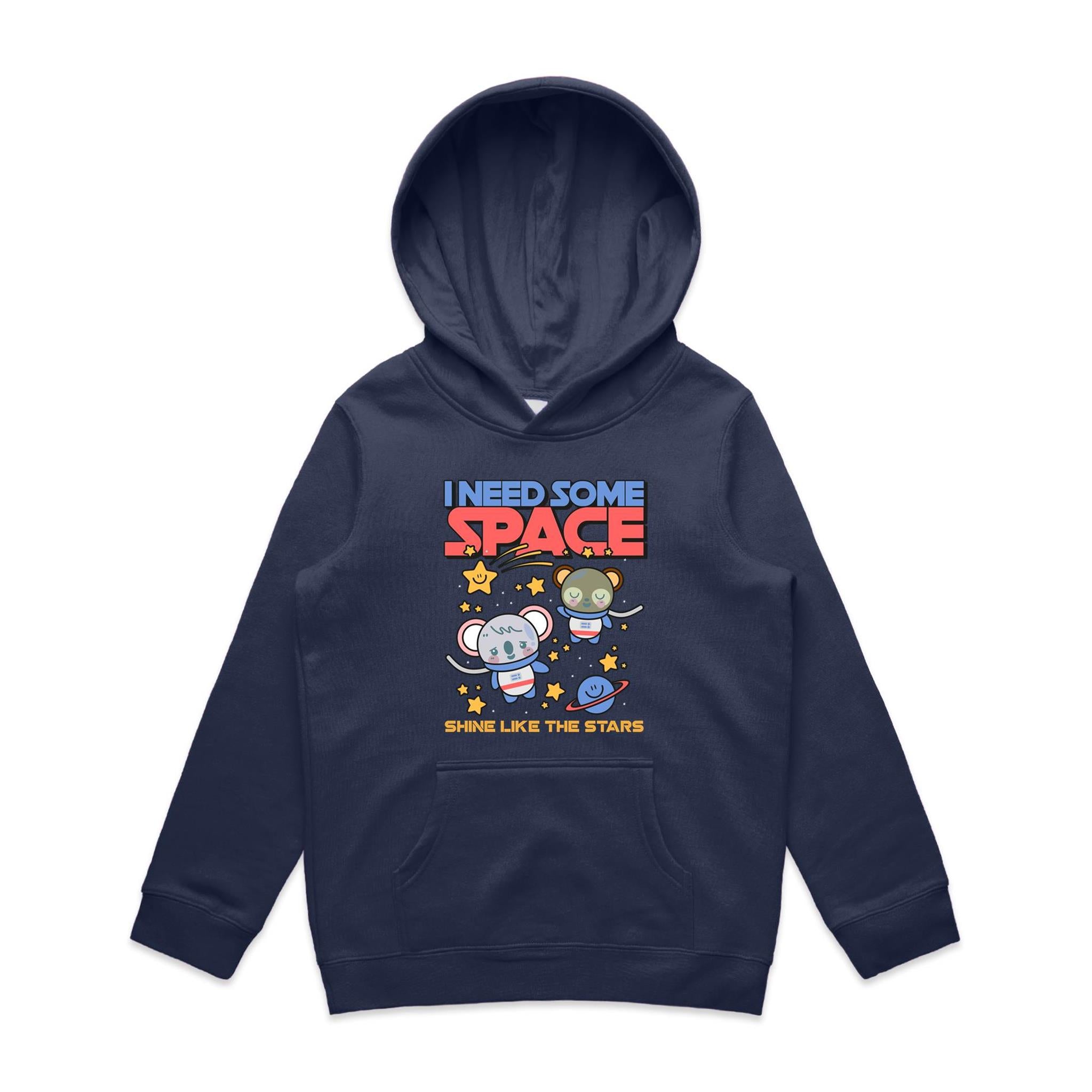 I Need Some Space - Kids Hoodie Midnight Blue Kids Hoodie Printed In Australia