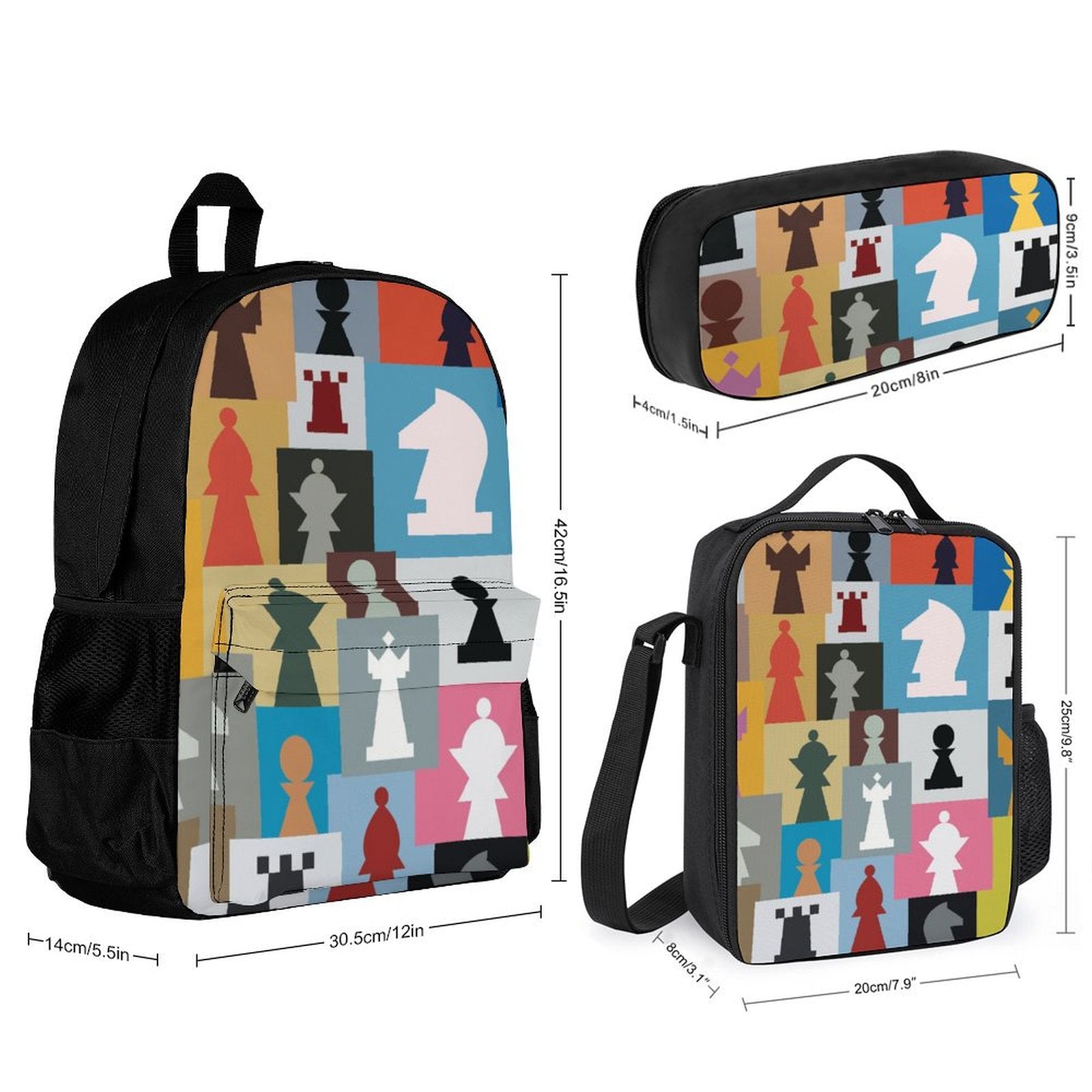 Colourful Chess - Three Piece Backpack Set